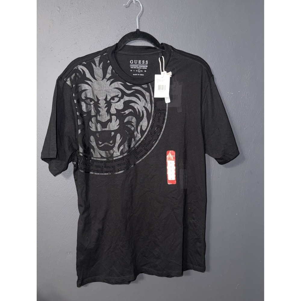 GUESS Los Angeles Men's Short Sleeve T-Shirt Size LARGE Lion 100% Cotton NEW